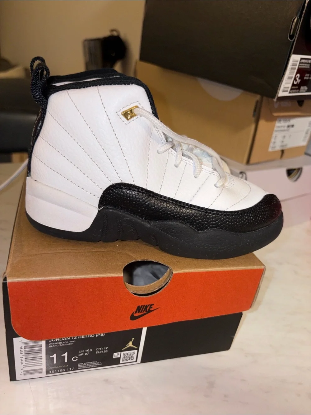 Jordan Kids White and Black High-Top Sneakers